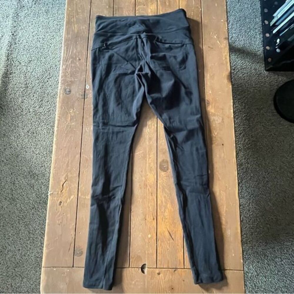 Athleta Black Leggings With Velvet Trim